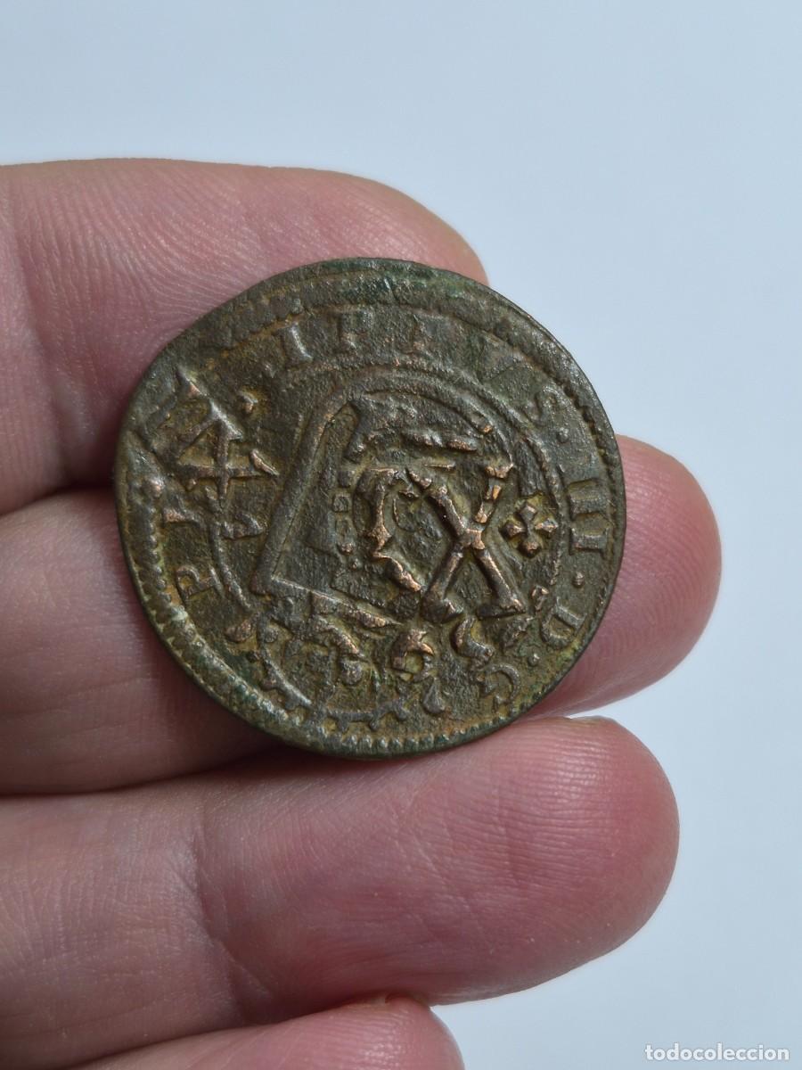 Monedas de Espa&ntilde;a: NT/ FELIPE IV BONITO DOBLE RESELLO SOBRE 8 MARAVEDIES RIEL SEGOVIA (E1600)