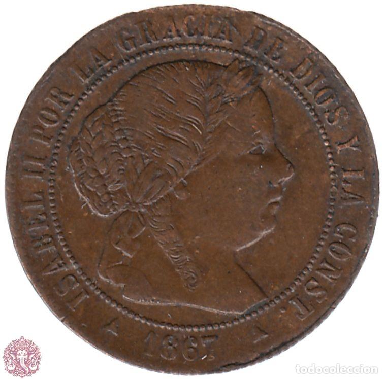 Monedas de Espa&ntilde;a: ESPA&Ntilde;A Medio cent&eacute;simo de Escudo 1867 Isabel II Ceca Segovia KM#632