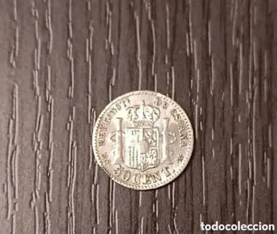 Monedas de Espa&ntilde;a: Antigua Moneda 50 c&eacute;ntimos Alfonso XII - Foto 2