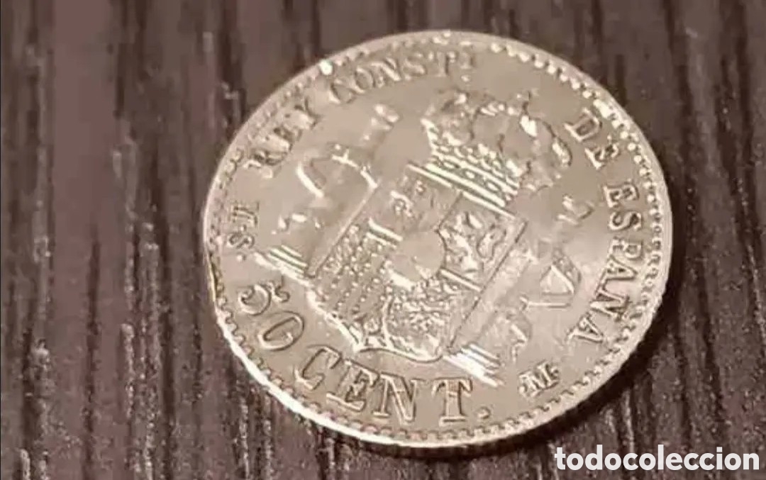 Monedas de Espa&ntilde;a: Antigua Moneda 50 c&eacute;ntimos Alfonso XII - Foto 5