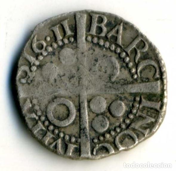 Monedas de Espa&ntilde;a: XS- CATALUNYA Felip II (III) Sou o 1/2 Croat 1611 Barcelona A MARTELL Var. 16.11