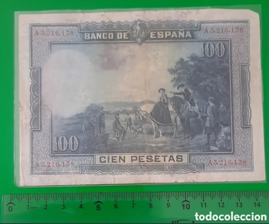 Monedas de Espa&ntilde;a: Billete 100 pesetas. 1928 - Foto 2