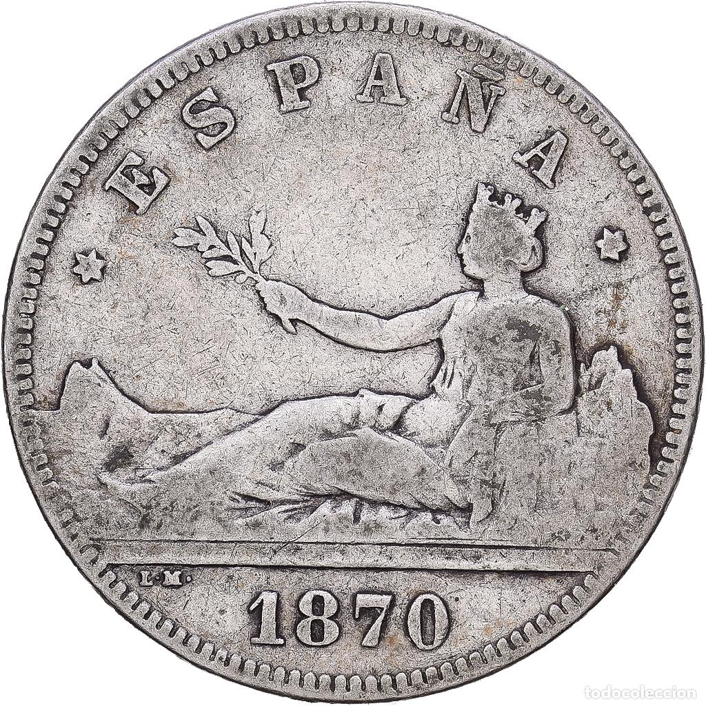 Monedas de Espa&ntilde;a: [#1118375] Espa&ntilde;a, Provisional Government, 2 Pesetas, 1870, Madrid, MBC, Plata, KM:654