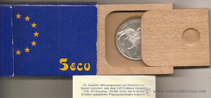 Euros: 5 Ecu de plata de 1989. En estuche y certificado