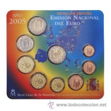 Euros: ESPAÑA 2005. CARTERA OFICIAL CONTENIENDO LAS 9 MONEDAS DE EUROS FDC.