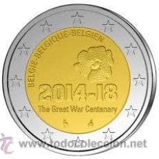 Euros: BELGICA 2014. 2 EUROS CONMEMORATIVOS DEL ANIVERSARIO DE LA 1ª GM. PROCEDENTE DE CARTUCHO. Lote 341808783