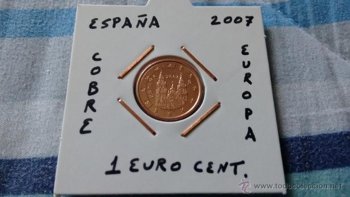 Euros: moneda de 1 euro cent de espa&ntilde;a 2007 EBC encartonada - Foto 1