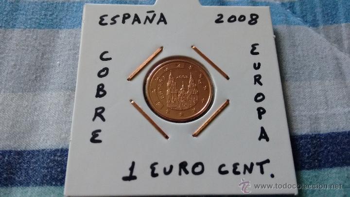 Euros: moneda de 1 euro cent de espa&ntilde;a 2008 EBC encartonada - Foto 1