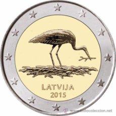 Euros: LETONIA 2015. MONEDA DE 2 EUROS CONMEMORATIVA DE LA CIGUEÑA NEGRA. Lote 341809668