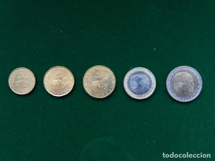 Euros: SERIE O TIRA DE 5 VALORES DE EURO DE MONACO 2003. SIN CINCULAR.