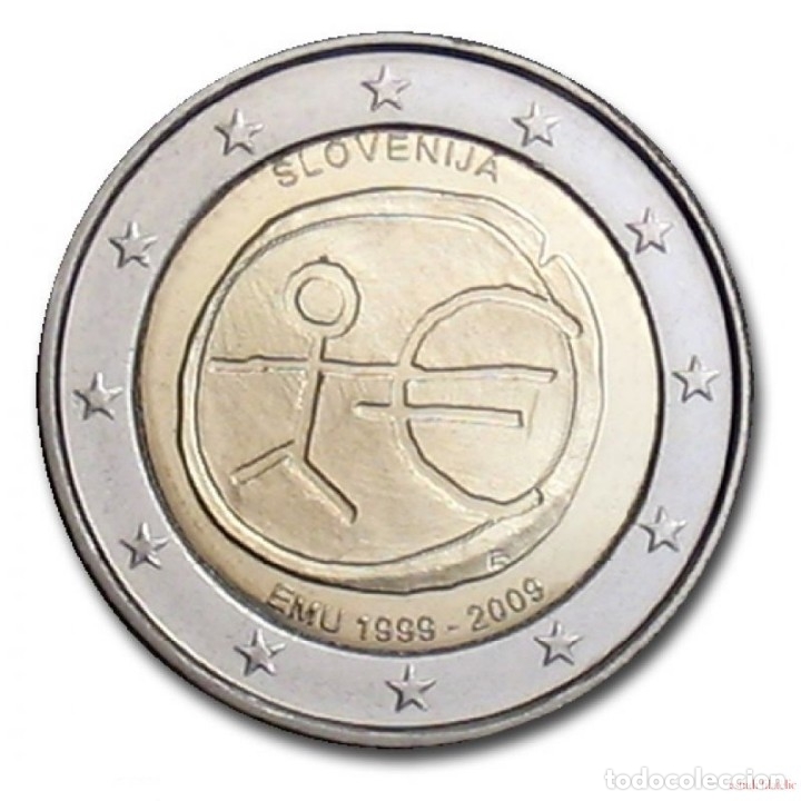 Euros: 2 EUROS CONMEMORATIVOS DE ESLOVENIA 2009 SIN CIRCULAR 10 ANIVERSARIO UNION ECONOMICA Y MONETARIA