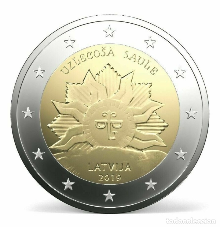 Euros: 2 euros Letonia 2019 El sol naciente - Foto 1