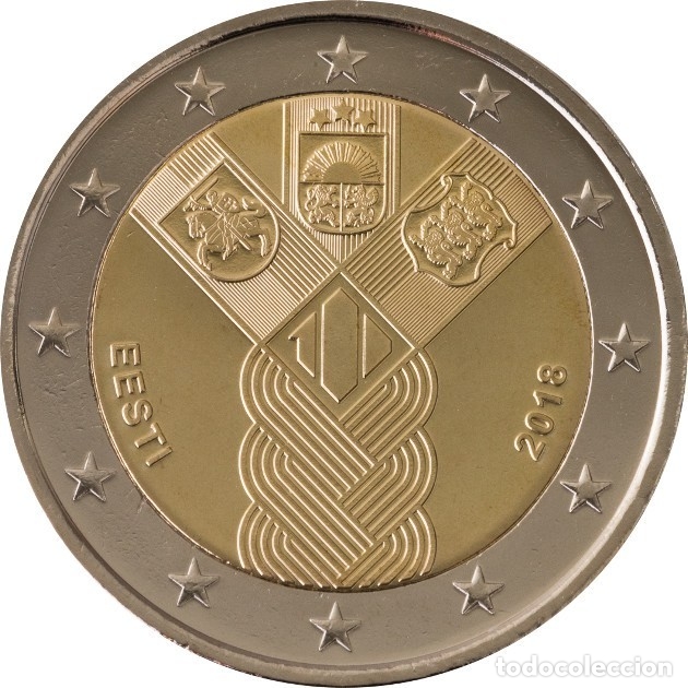 Euros: ESTONIA-LETONIA-LITUANIA 3 X 2 E 2018 CONM. CENT. DE REP. BALTICAS - SIN CIRCULAR