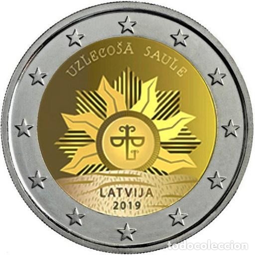 Euros: Letonia 2 euros 2019 El sol naciente - Foto 1