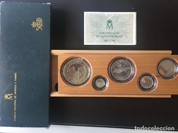 Euros: Quinto Centenario-Serie I-A&ntilde;o 1989-FNMT-5 monedas con estuche, certificado y caja