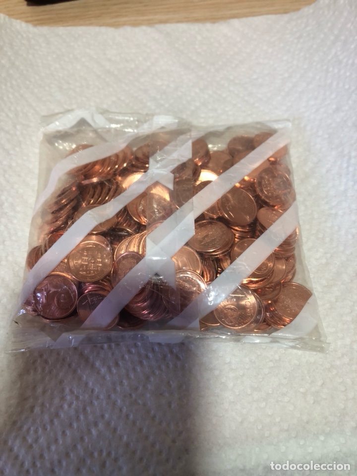 Euros: Bolsa con monedas de 1 c&eacute;ntimo a&ntilde;o 2000 - Foto 1