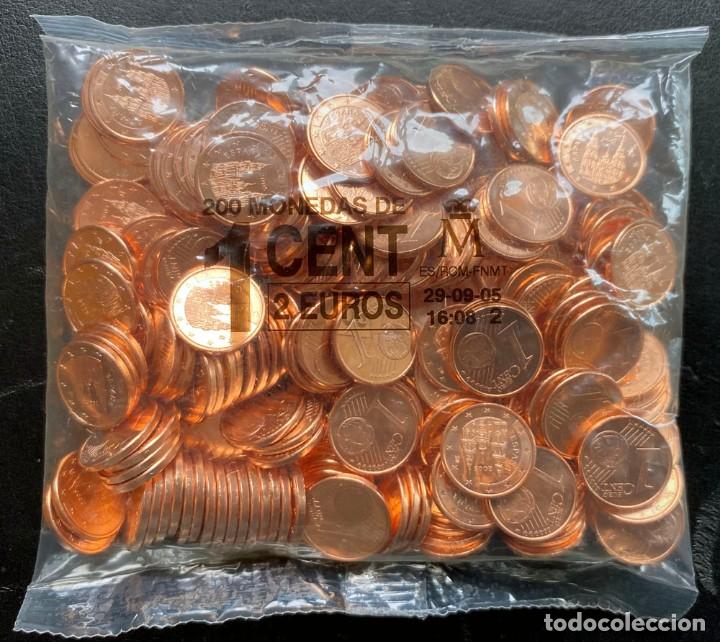 Euros: 1 c&eacute;ntimo a&ntilde;o 2005 - bolsa de 200 monedas - Foto 1