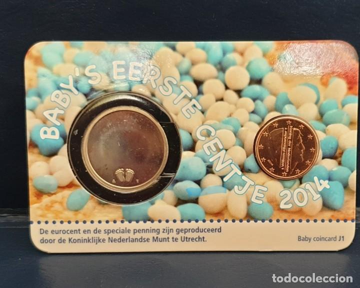Euros: COINCARD 1 CENT HOLANDA 2014 - EL PRIMER CENTIMO DEL NI&Ntilde;O - Foto 1