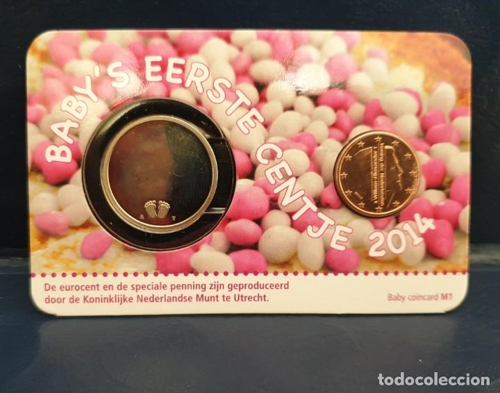 Euros: COINCARD 1 CENT HOLANDA 2014 - EL PRIMER CENTIMO DE LA NI&Ntilde;A - Foto 1