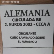 Euros: 10-00783-ALEMANIA -2 €- 2002-A- CUÑO LAMINADO SOBRE EL 2. Lote 274868948
