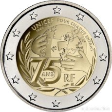 Euros: FRANCIA 2 EUROS 2021 75 AÑOS DE LA FUNDACIÓN DE UNICEF. Lote 313934658