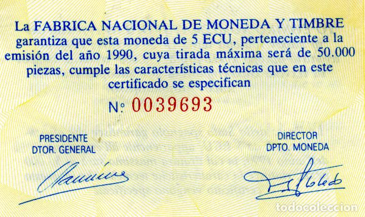 Euros: 5 ECU A&Ntilde;O 1990 FDC PLATA - Foto 4