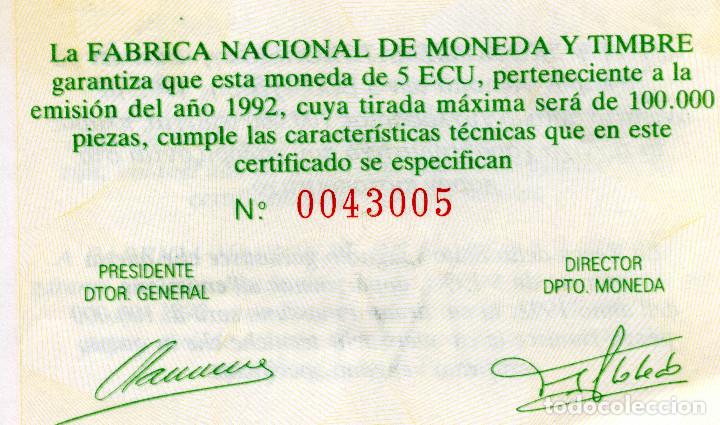 Euros: 5 ECU A&Ntilde;O 1992 FDC PLATA - Foto 4