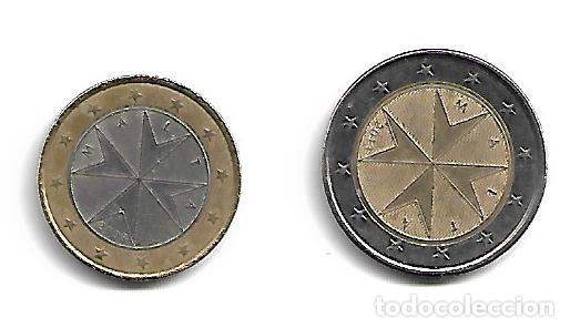 Euros: MONEDAS DE 1 Y 2 EUROS DE MALTA 2008 Y 2013 - Foto 1