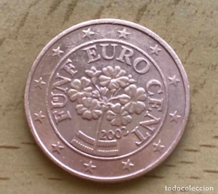 Euros: 5 c&eacute;ntimos de euro de Austria. A&ntilde;o 2002 - Foto 1