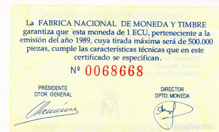 Euros: 1 ECU A&Ntilde;O 1989 FDC PLATA - Foto 5