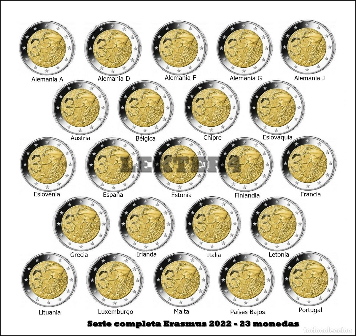Euros: 23 X 2 E. 2022 - 35 ANIVERSARIO PROGRAMA ERASMUS - SERIE COMPLETA - SIN CIRCULAR - Foto 1