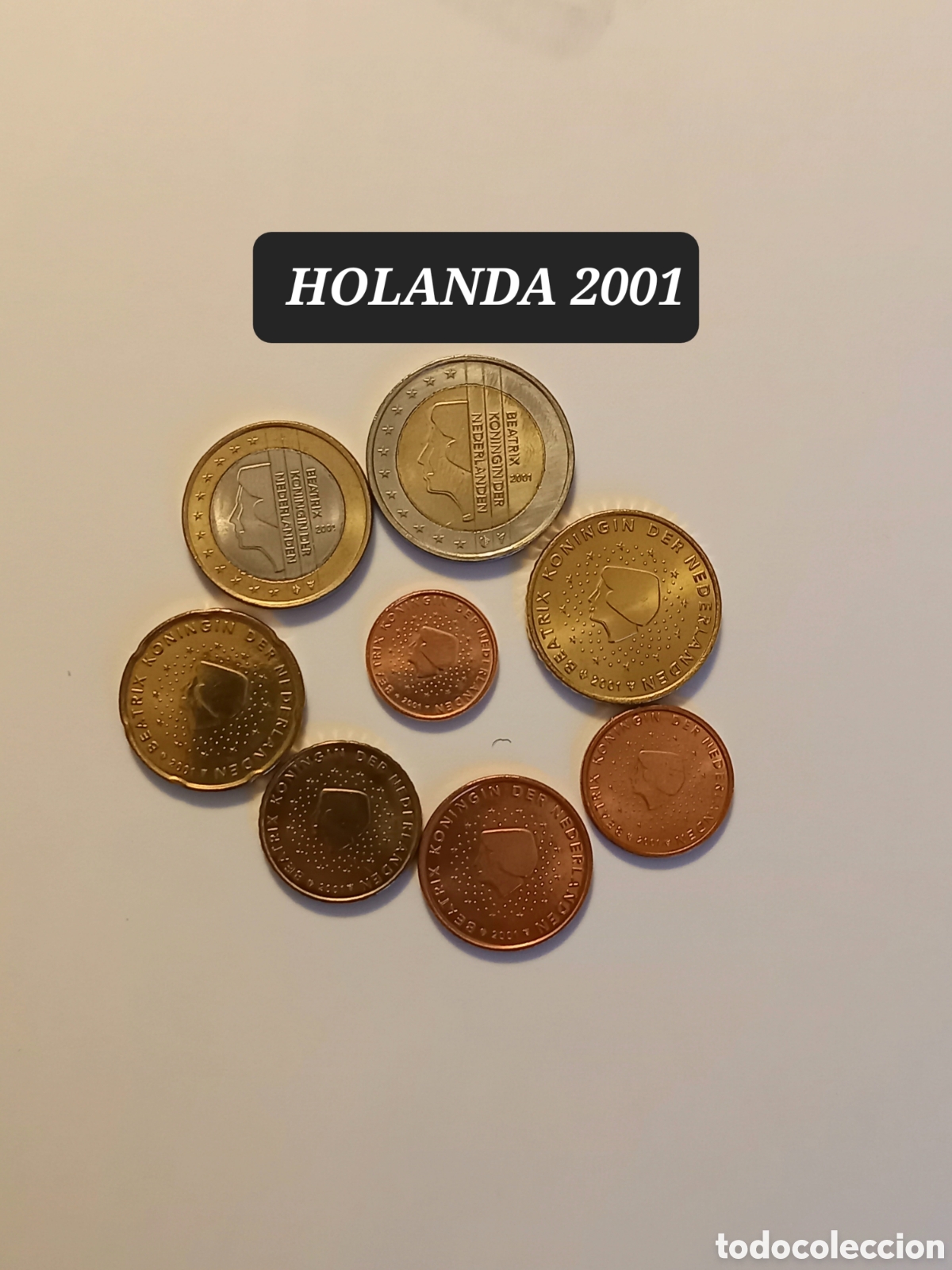 Euros: HOLANDA 2001. Serie de 8 monedas sin circular. - Foto 1