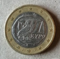 Euros: GRECIA - 1 EURO 2002 - LETRA S EN LA ESTRELLA - ERROR DE EXESO DE METAL EN EL 1 - BC