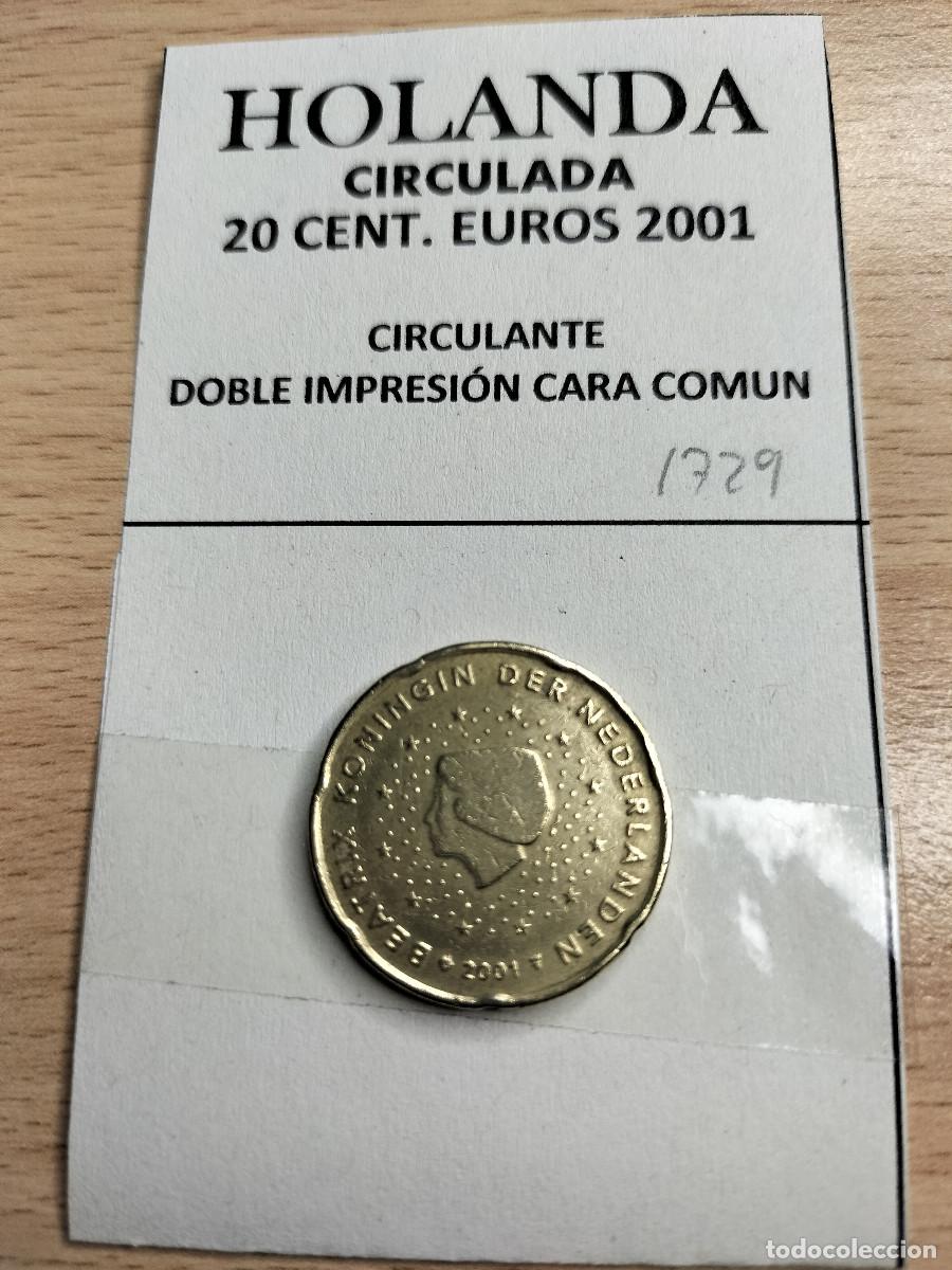 Euros: 10-01729 HOLANDA 20 CENT &euro; -2001 DOBLE IMPRESI&Oacute;N - Foto 1