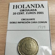 Euros: 10-01729 HOLANDA 20 CENT € -2001 DOBLE IMPRESIÓN. Lote 389366604