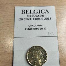 Euros: 10-01747 BELGICA 20 CENT € -2012 CUÑO ROTO EN 20. Lote 389632269