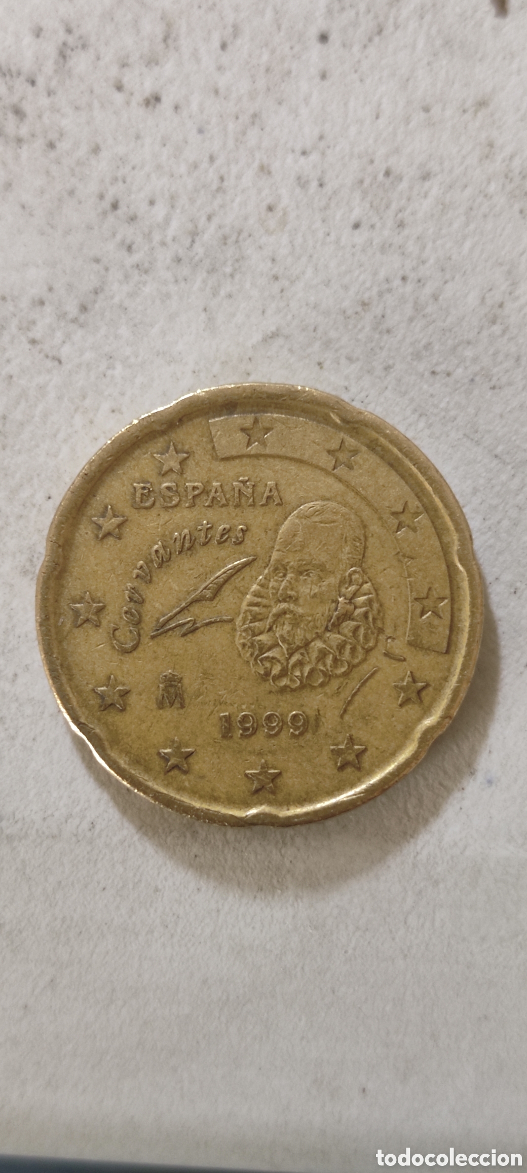 Euros: Moneda 20 centimos con error,exceso de metal en oreja - Foto 1