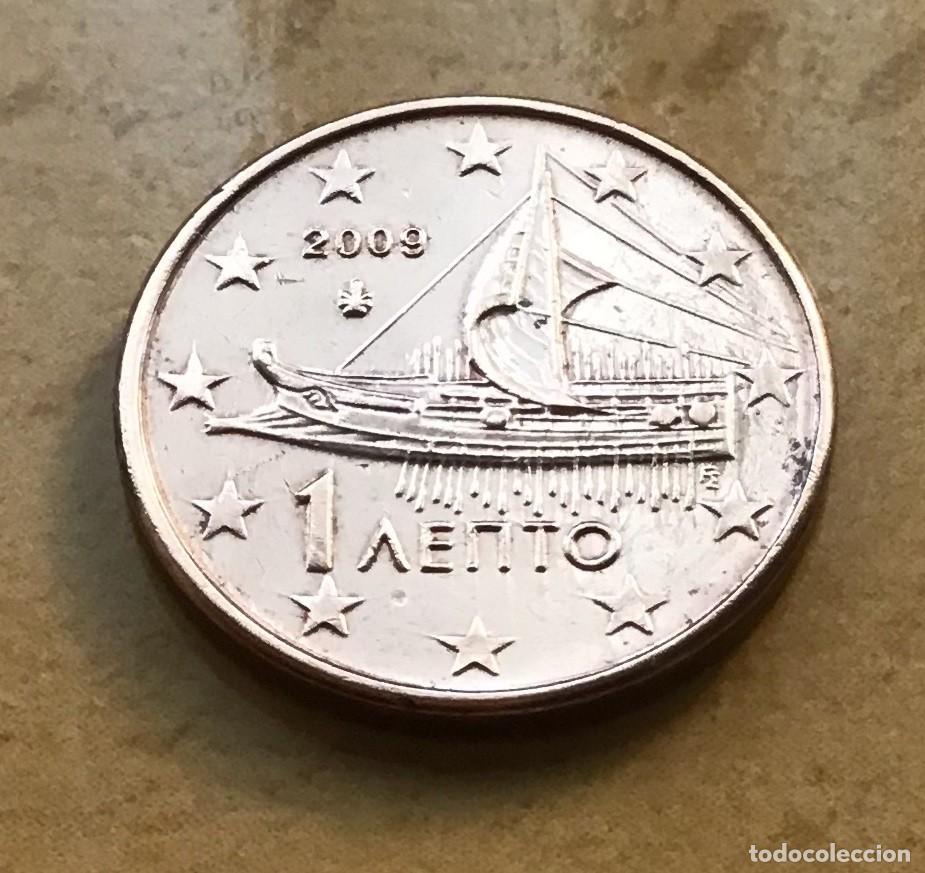 Euros: 1 c&eacute;ntimo de euro de Grecia. A&ntilde;o 2009