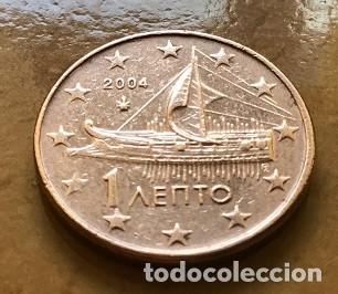 Euros: 1 c&eacute;ntimo de euro de Grecia. A&ntilde;o 2004
