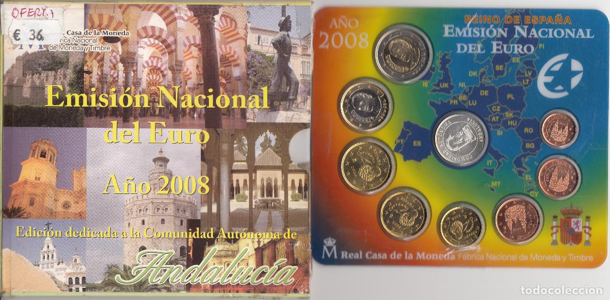 Euros: CRC0052 CARTERA MONEDAS EUROS ESPA&Ntilde;A 2008 ANDALUCIA