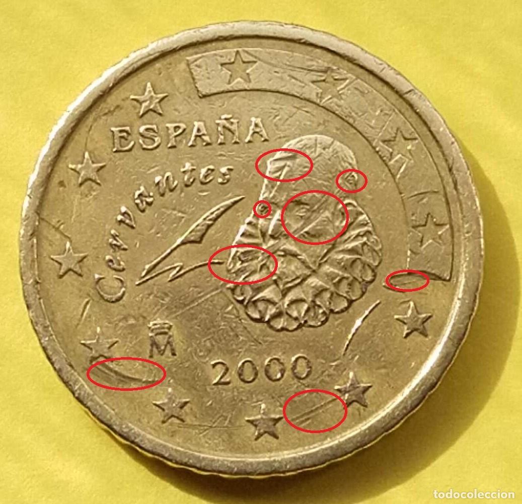 Euros: moneda 50 c&eacute;ntimos Espa&ntilde;a 2000 (fallos de acu&ntilde;aci&oacute;n) - Foto 2