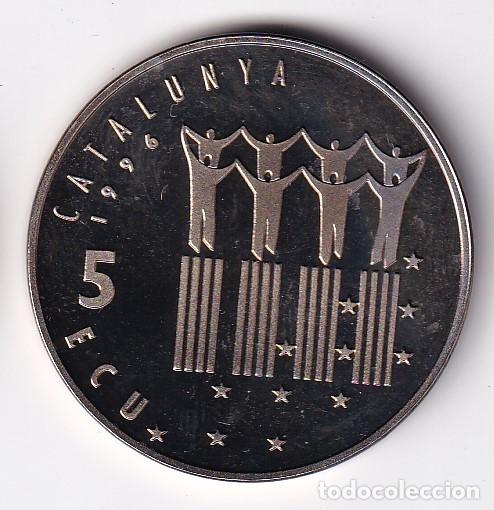 Euros: MONEDA DE 5 ECU DE ILDEFONS CERDA DEL A&Ntilde;O 1996 - Foto 2