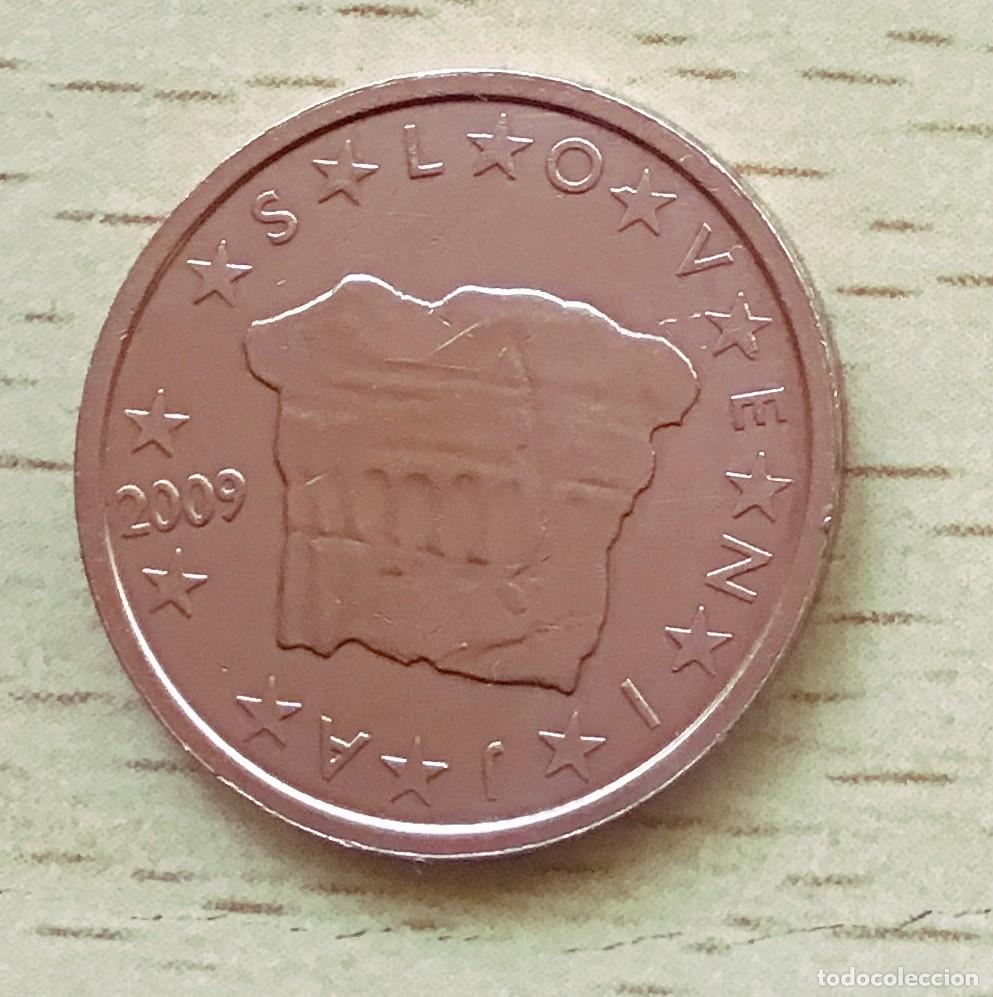 Euros: 2 c&eacute;ntimos de euro de Eslovenia. A&ntilde;o 2009