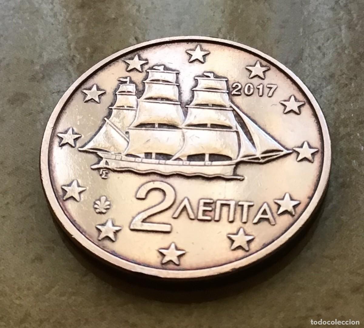 Euros: 2 c&eacute;ntimos de euro de Grecia. A&ntilde;o 2017