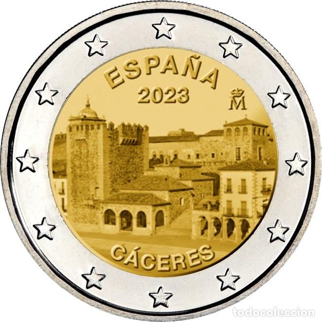 Euros: Moneda 2 &euro; Espa&ntilde;a 2023 C&aacute;ceres UNC - Foto 1