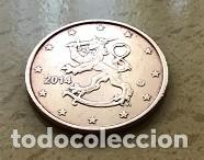 Euros: 5 c&eacute;ntimos de euro de Finlandia. A&ntilde;o 2014