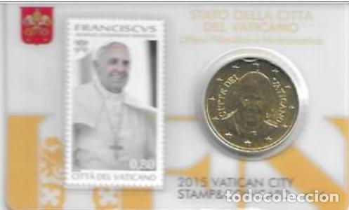Euros: VATICANO 2015. STAMP Y COINCARD 6. - Foto 1