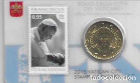 Euros: VATICANO 2015. STAMP Y COINCARD 7 - Foto 1
