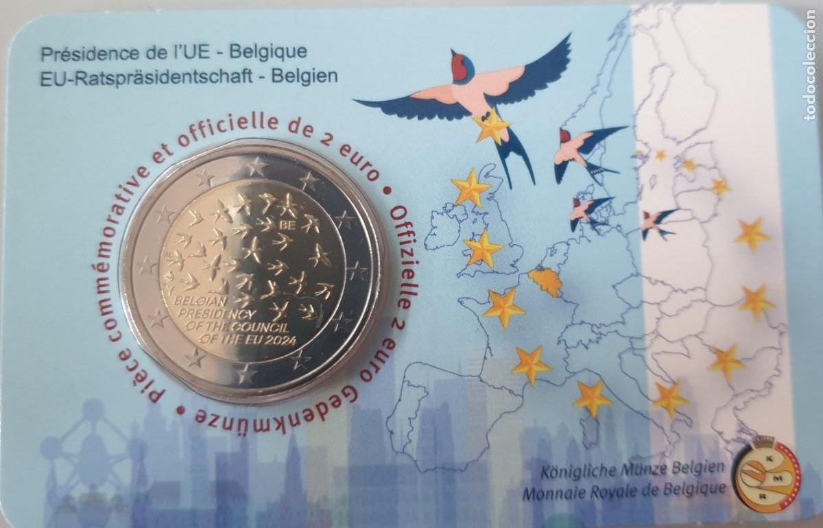 Euros: MONEDA 2 EUROS BELGICA 2024 - PRESI. EU. - VERSI&Oacute;N FRANCESA - FORMATO COINCARD
