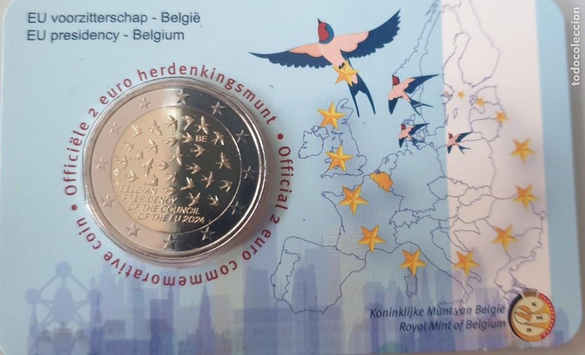 Euros: MONEDA 2 EUROS BELGICA 2024 - PRESI. EU. - VERSION HOLANDESA - FORMATO COINCARD